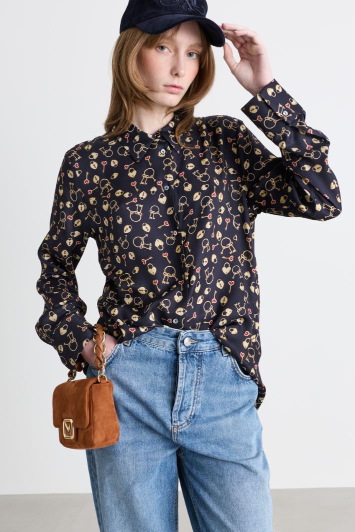 Camicia in twill stampato - BLU - Intrend - 2
