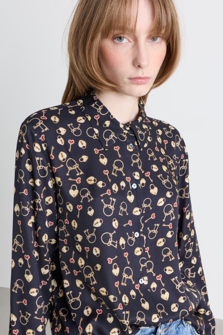 Camicia in twill stampato - BLU - Intrend - 3