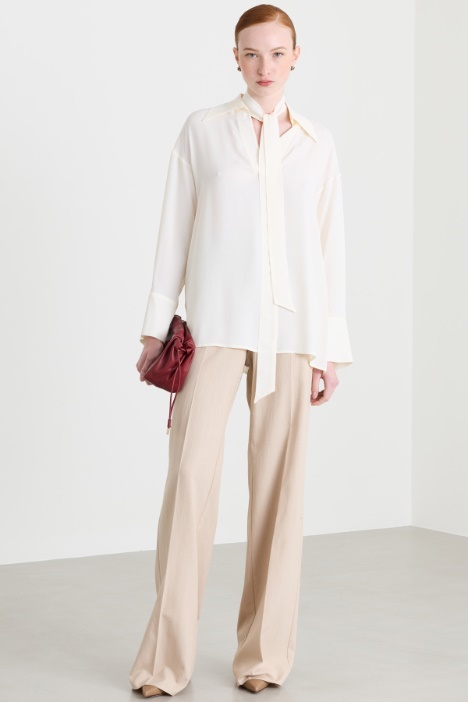 Blusa polo in crepe de chine - Intrend