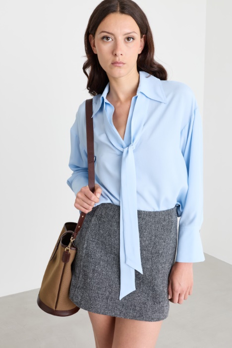 Blusa polo in crepe de chine - Intrend