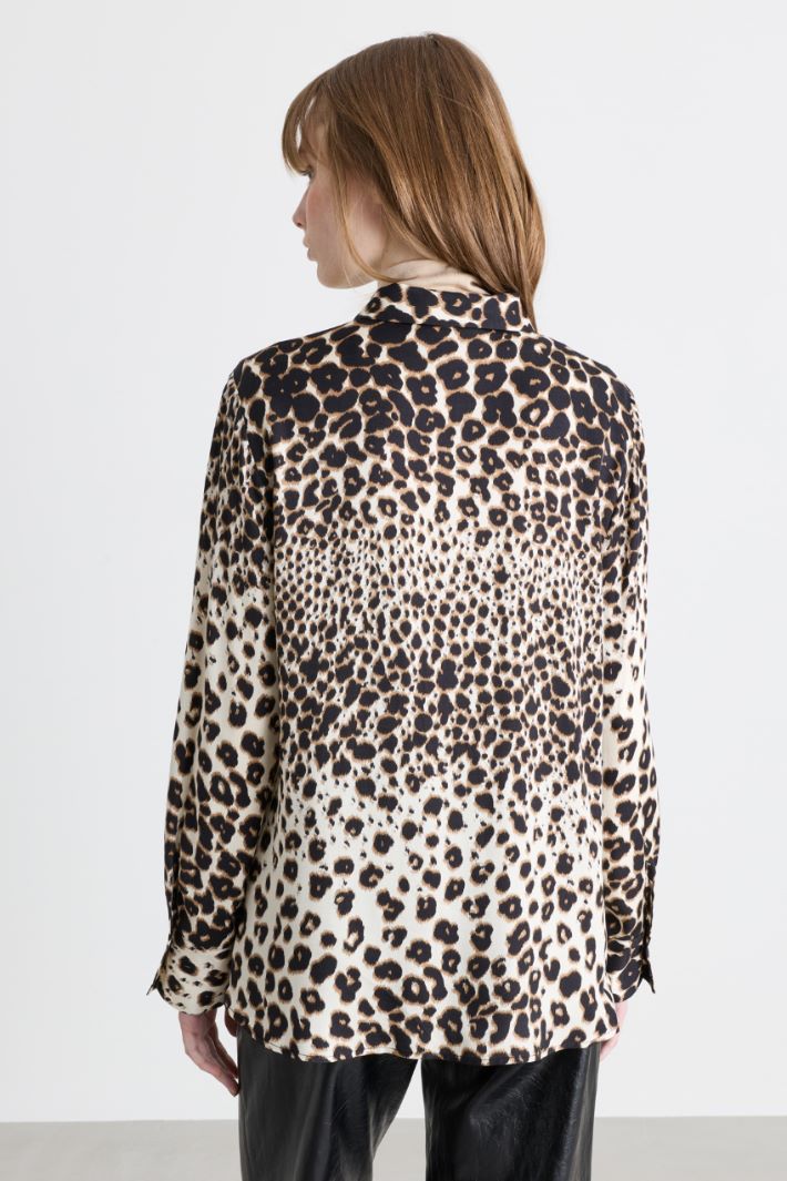 Camicia in twill stampato - BEIGE NERO - Intrend - 4