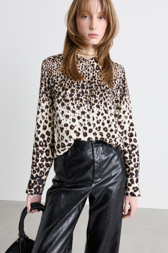 Camicia in twill stampato - BEIGE NERO - Intrend - 2