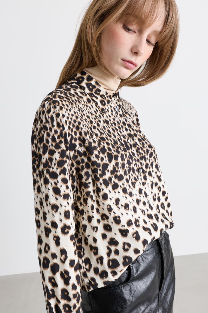 Camicia in twill stampato - BEIGE NERO - Intrend - 3