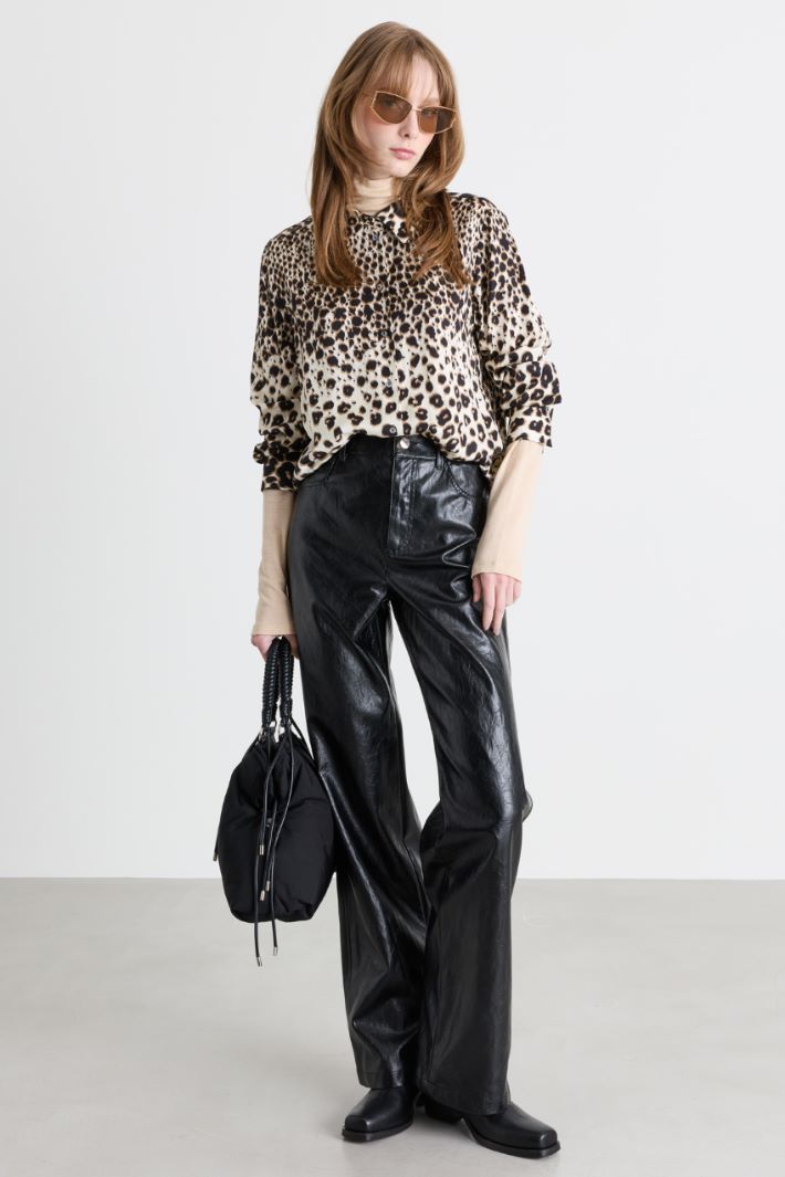 Camicia in twill stampato - BEIGE NERO - Intrend