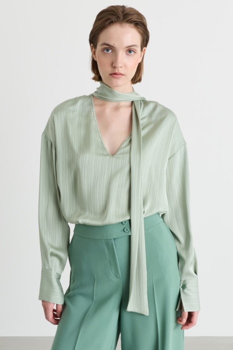 Blusa in raso con texture a righe - Intrend