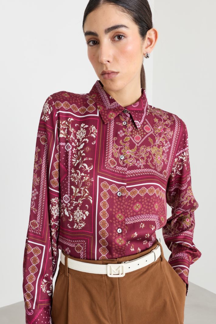 Camicia in twill stampato - BORDEAUX - Intrend - 3