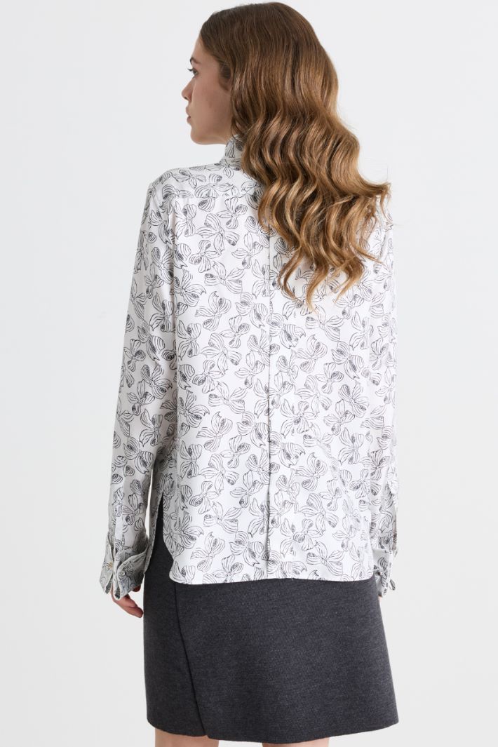 Printed twill shirt - WHITE BLACK - Intrend - 4