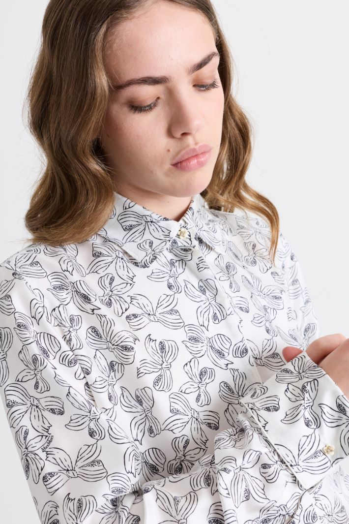 Printed twill shirt - WHITE BLACK - Intrend - 3
