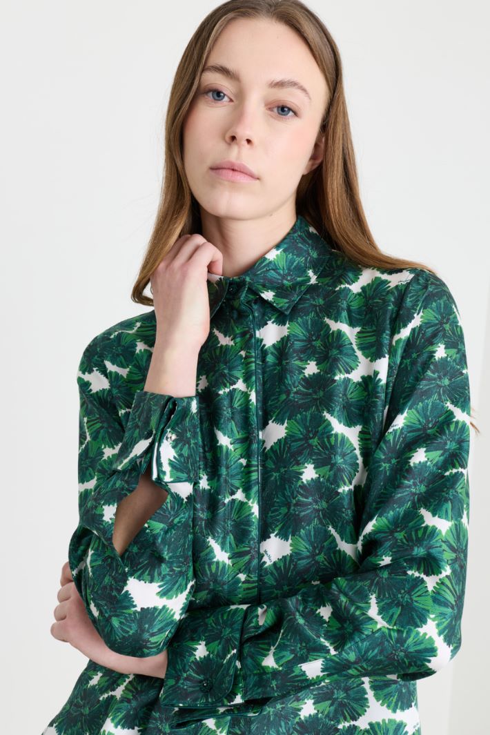 Camicia in twill stampato - VERDE BIANCO - Intrend - 3