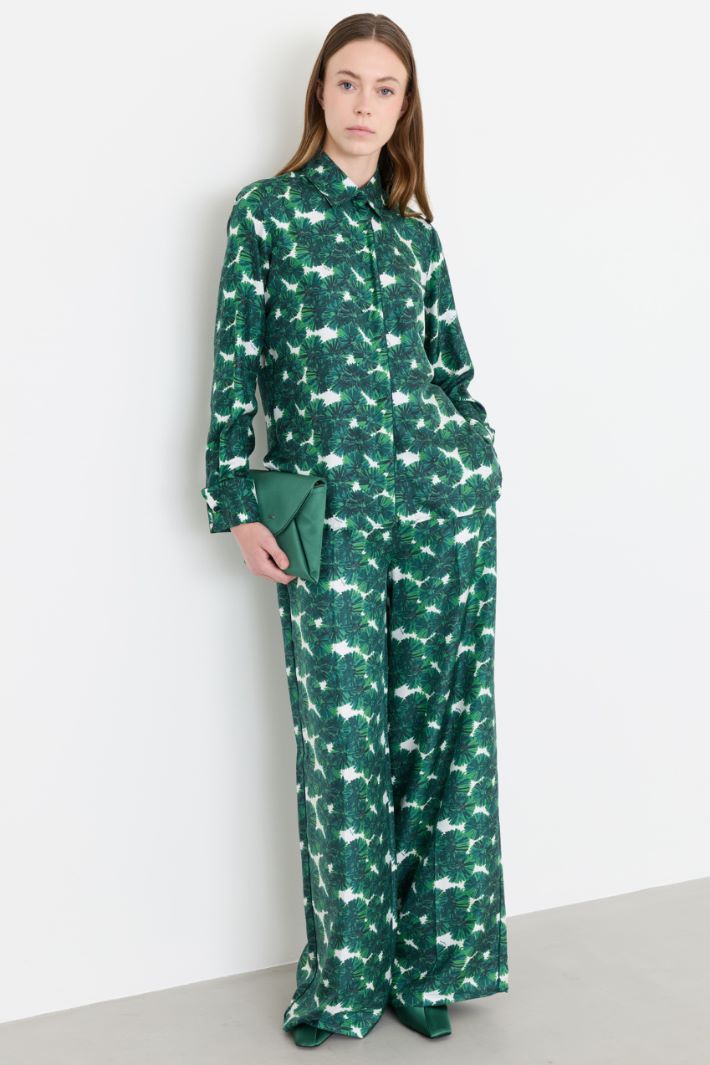 Camicia in twill stampato - VERDE BIANCO - Intrend