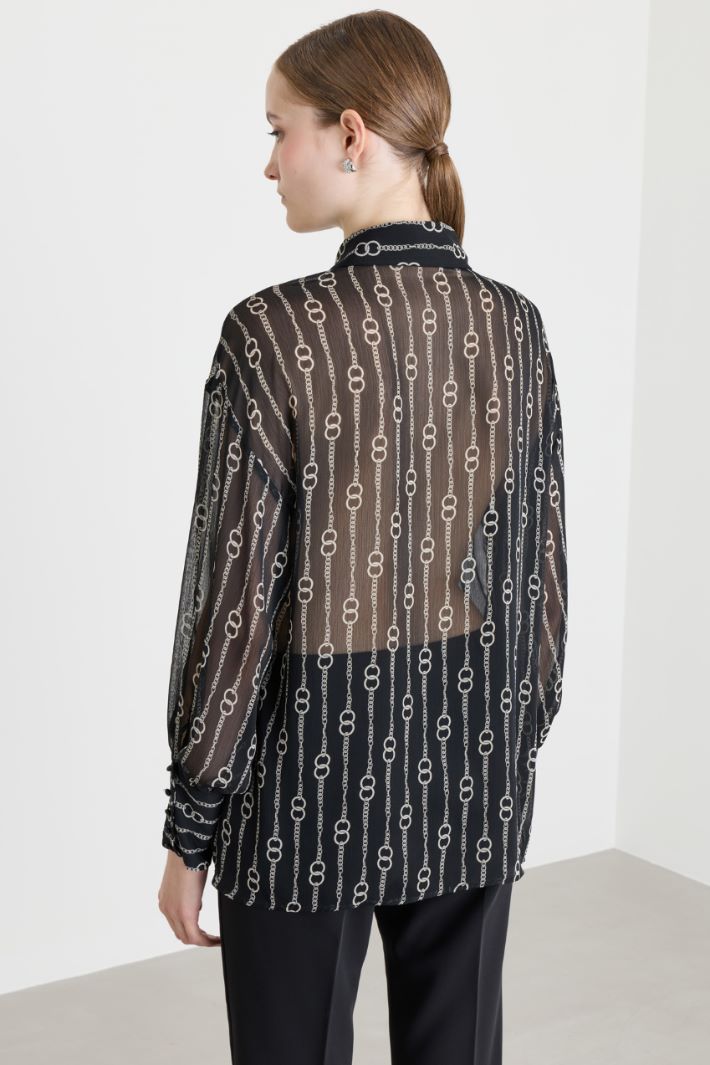 Camicia in crépon a fantasia - NERO - Intrend - 4