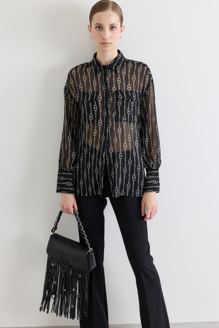 Camicia in crépon a fantasia - NERO - Intrend - 2