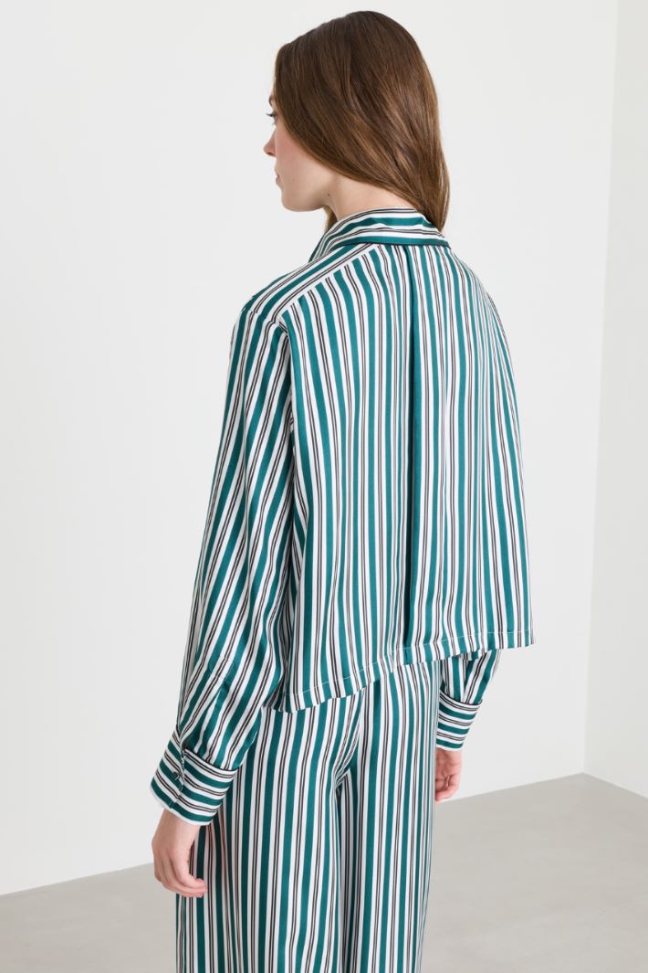 Camicia boxy in twill - VERDE BIANCO NERO - Intrend - 4