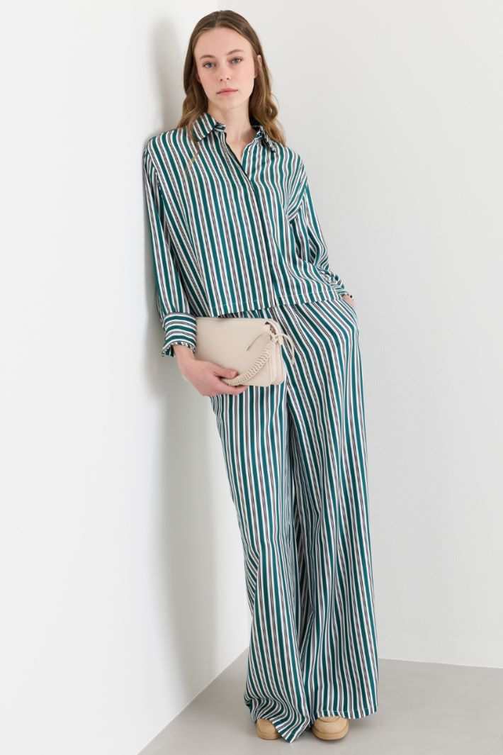 Camicia boxy in twill - VERDE BIANCO NERO - Intrend