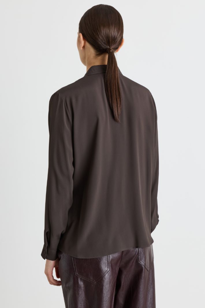 Camicia in crepe de chine - MARRONE - Intrend - 4