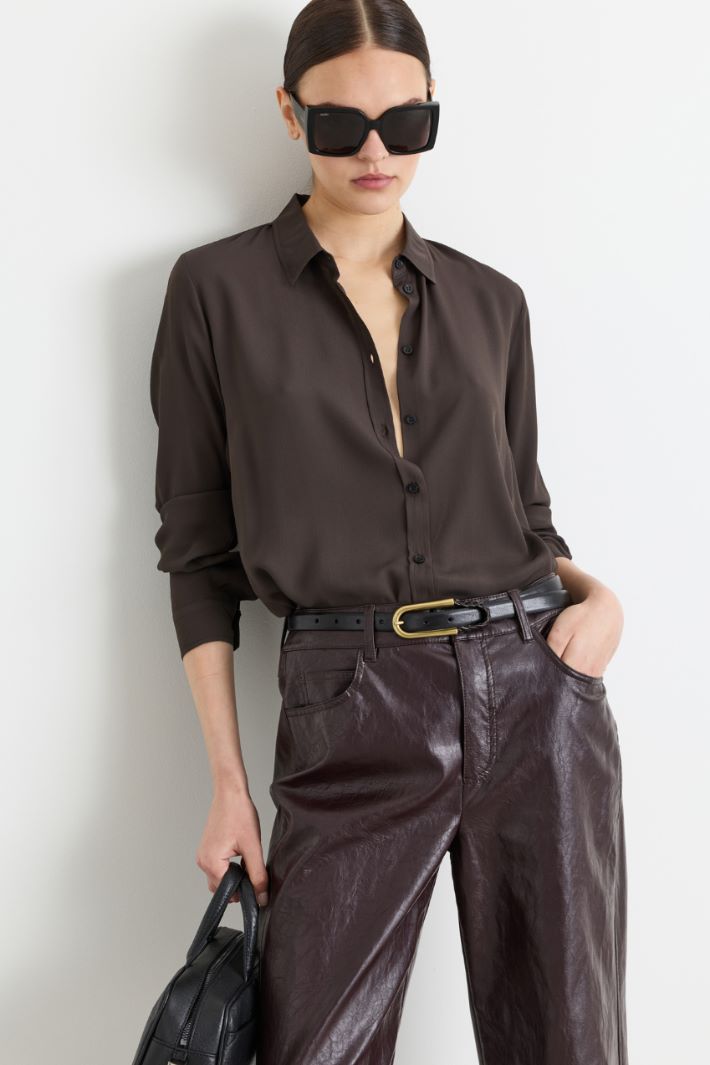 Camicia in crepe de chine - MARRONE - Intrend - 2