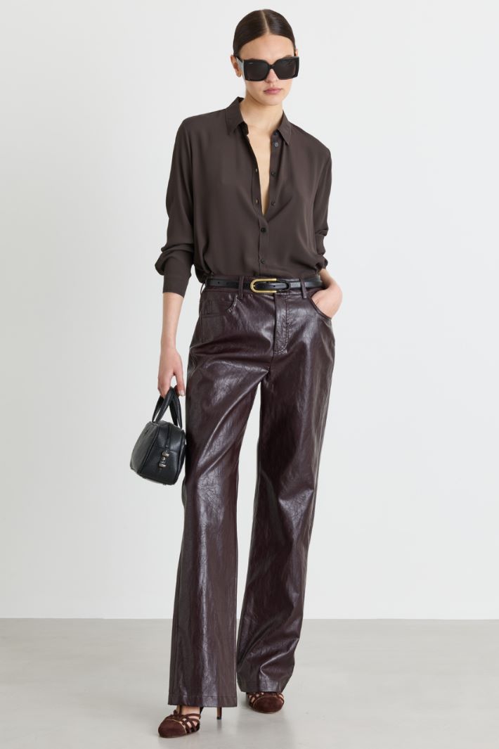 Camicia in crepe de chine - MARRONE - Intrend
