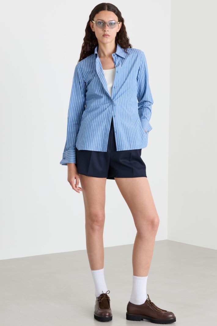 Camicia con bottoni nascosti - AZZURRO - Intrend