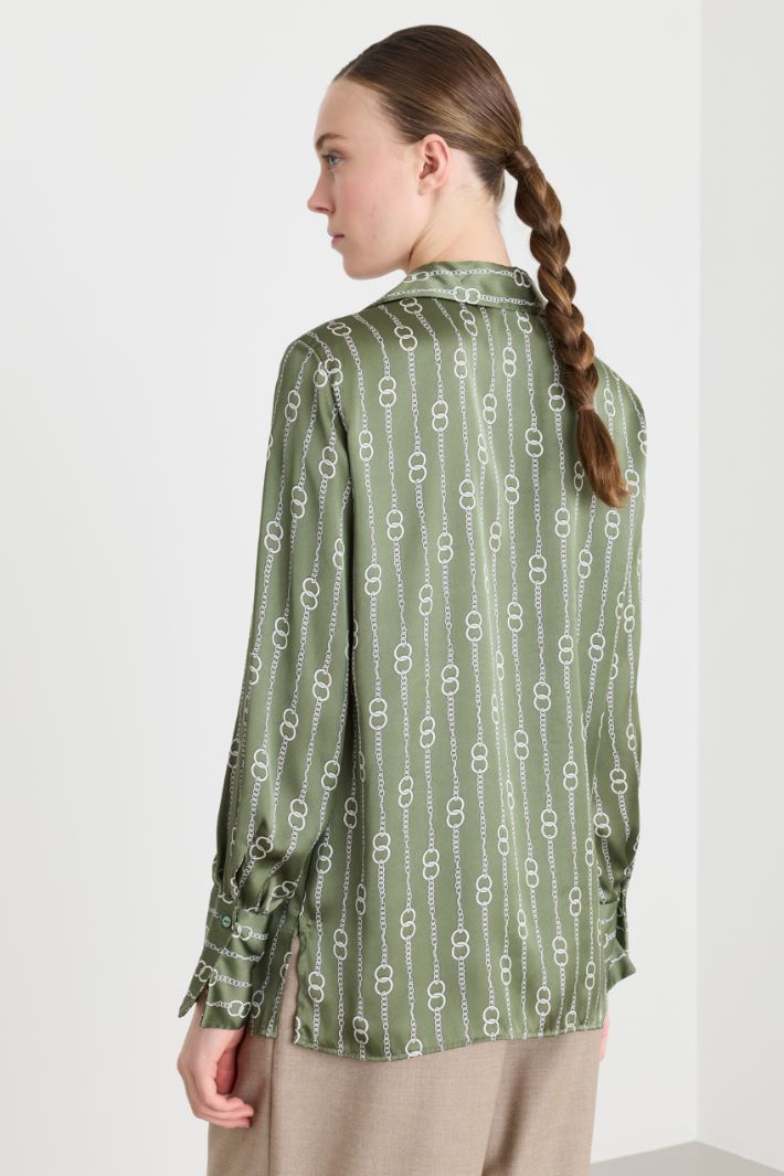 Blusa in raso a fantasia - VERDE - Intrend - 4