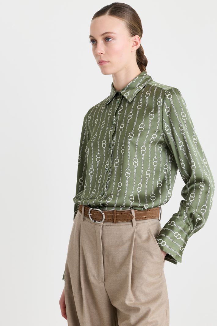 Blusa in raso a fantasia - VERDE - Intrend - 2