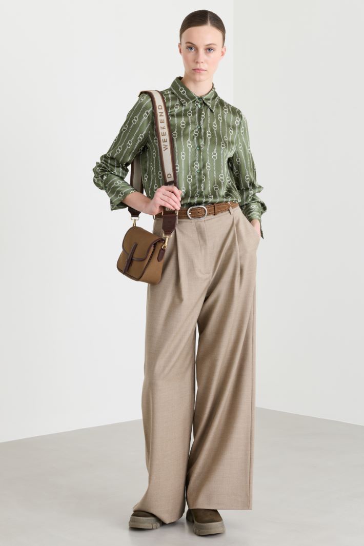 Blusa in raso a fantasia - VERDE - Intrend