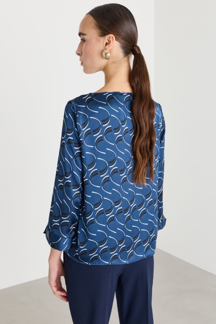 Blusa in raso a fantasia - BLU - Intrend - 4