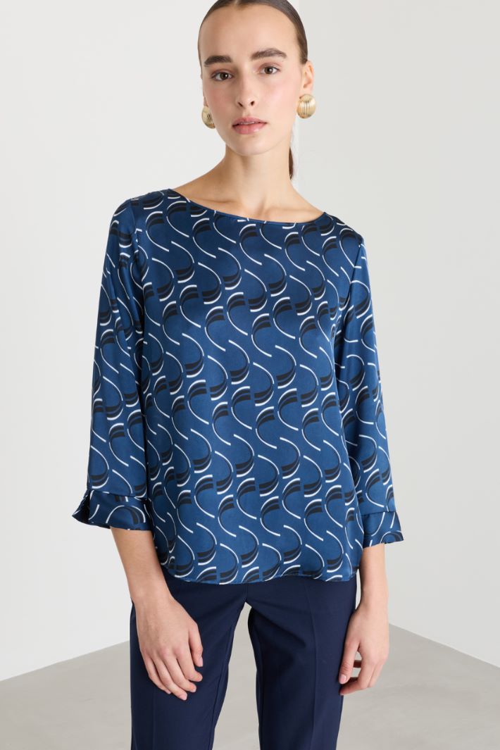 Blusa in raso a fantasia - BLU - Intrend - 2