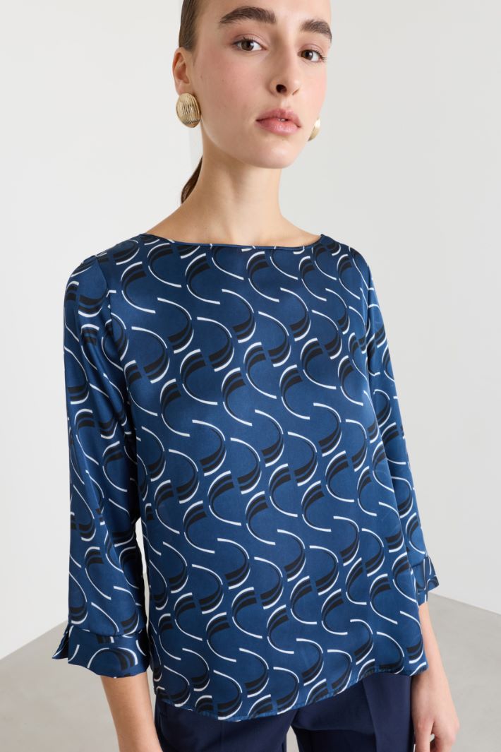 Blusa in raso a fantasia - BLU - Intrend - 3