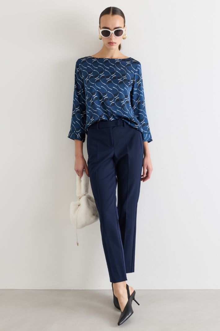 Blusa in raso a fantasia - BLU - Intrend