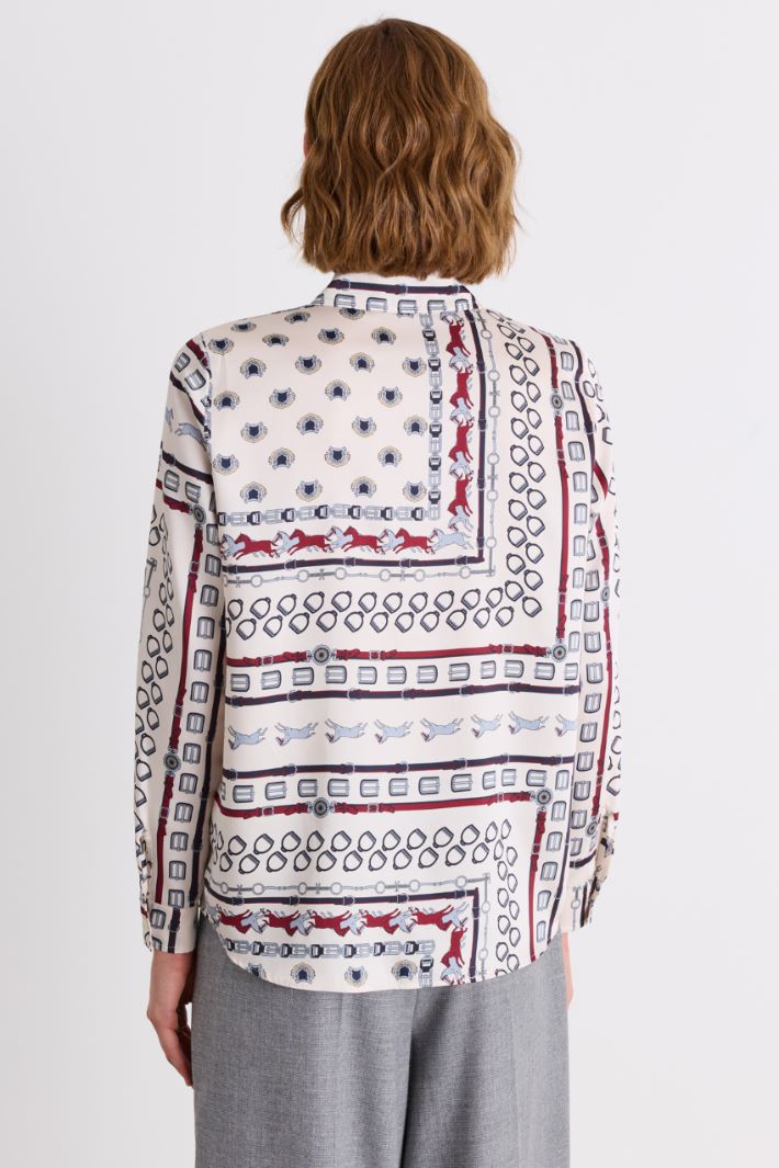 Printed twill shirt - WHITE BLUE RED - Intrend - 4