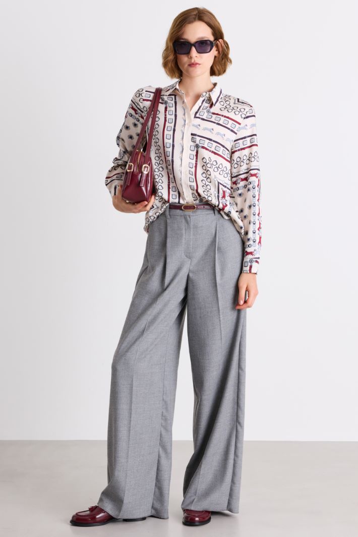 Printed twill shirt - WHITE BLUE RED - Intrend