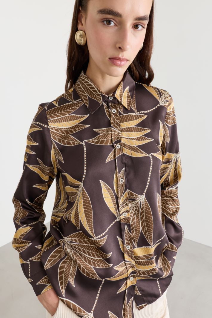 Printed twill shirt - CAMEL BROWN - Intrend - 3