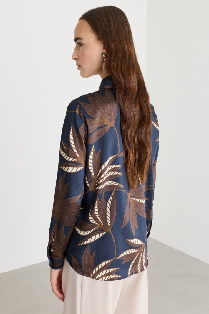 Printed twill shirt - BLUE BROWN - Intrend - 4