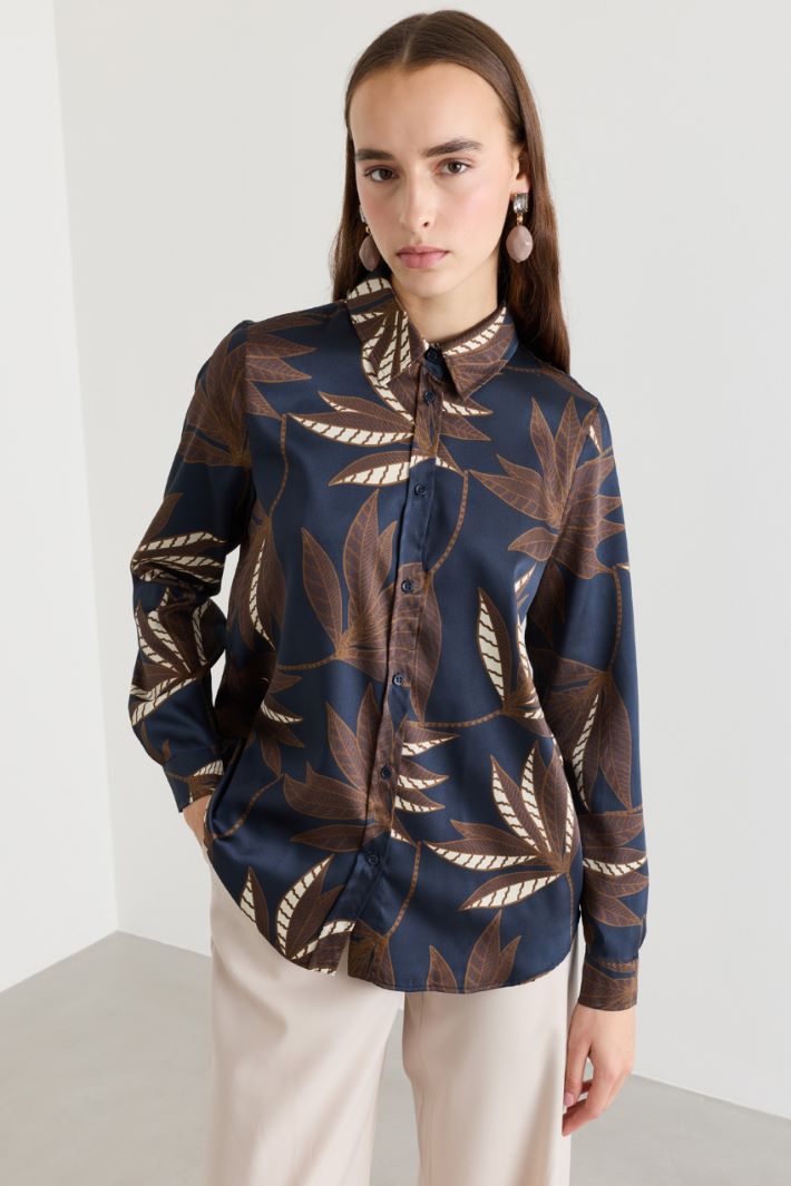 Printed twill shirt - BLUE BROWN - Intrend - 2