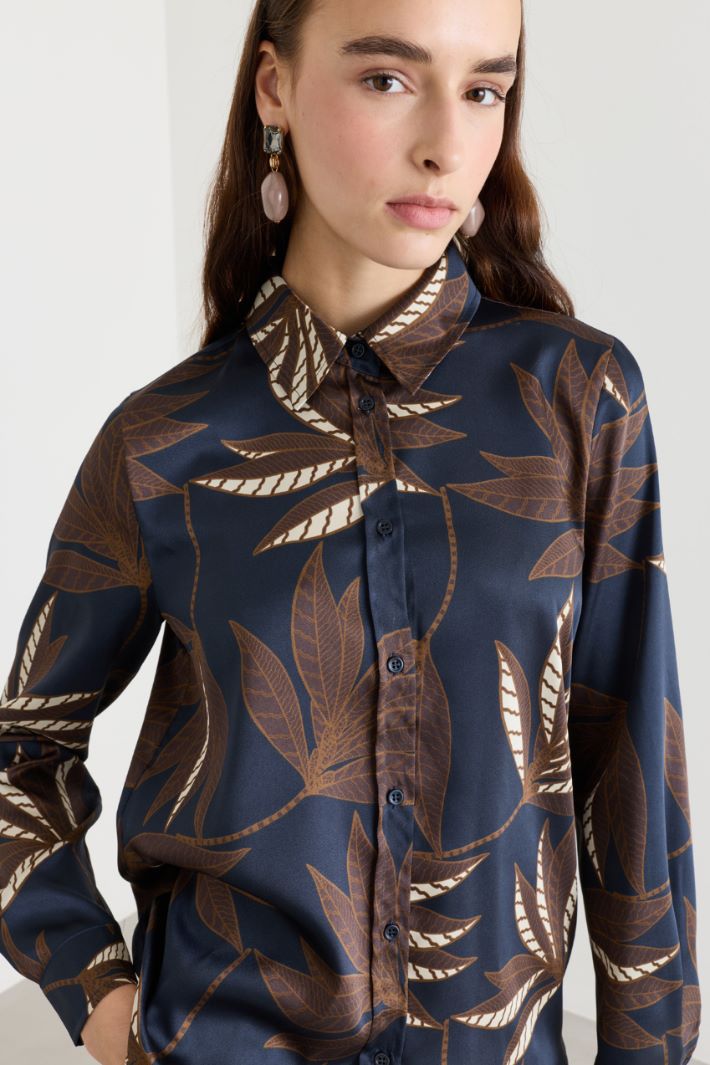 Printed twill shirt - BLUE BROWN - Intrend - 3