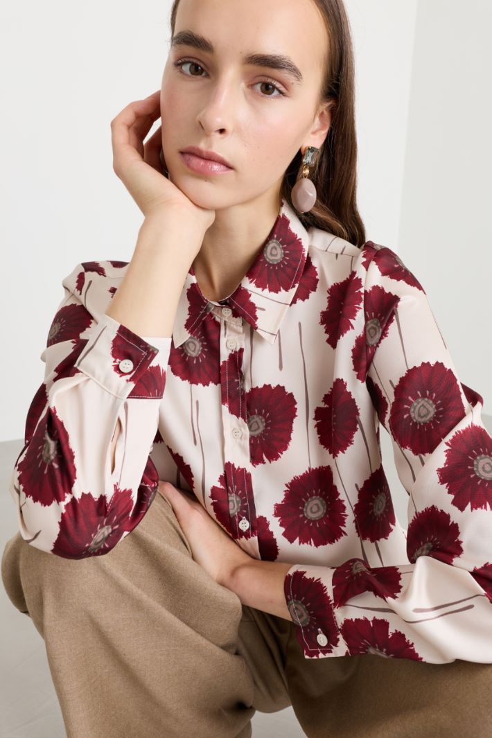 Printed twill shirt - RED WHITE - Intrend - 3