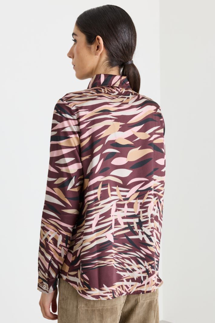 Printed twill shirt - BORDEAUX - Intrend - 4