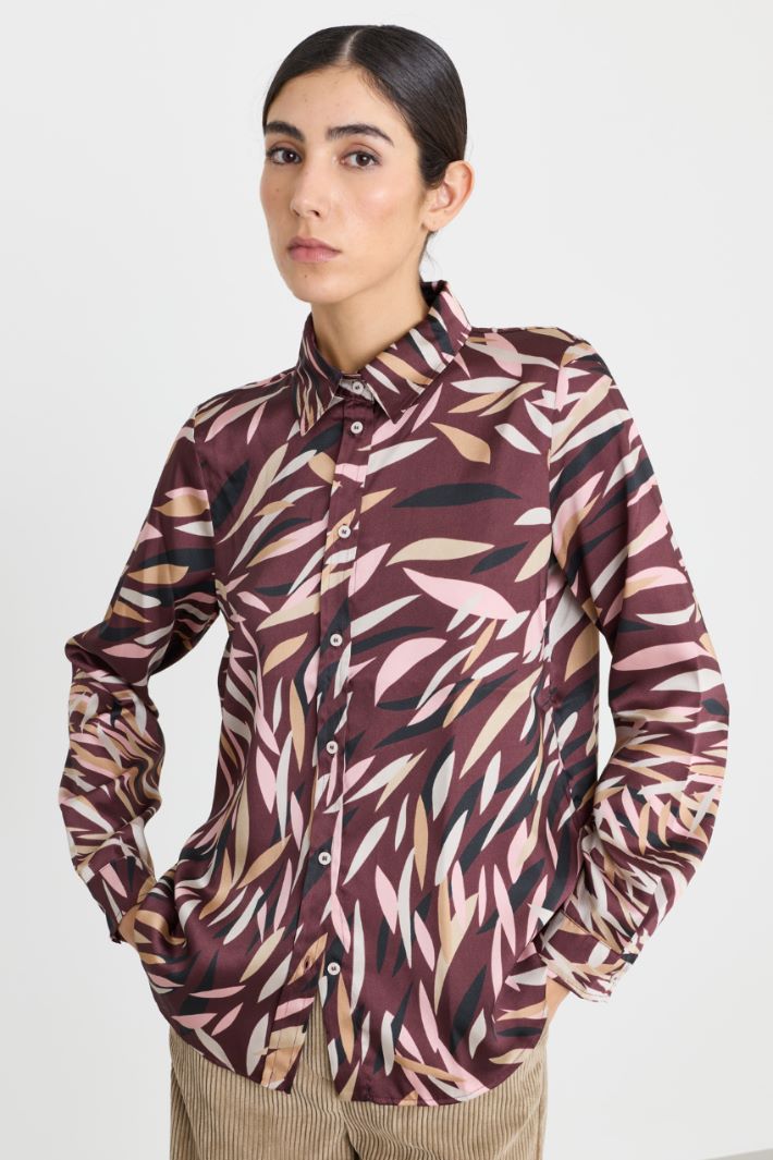 Printed twill shirt - BORDEAUX - Intrend - 2