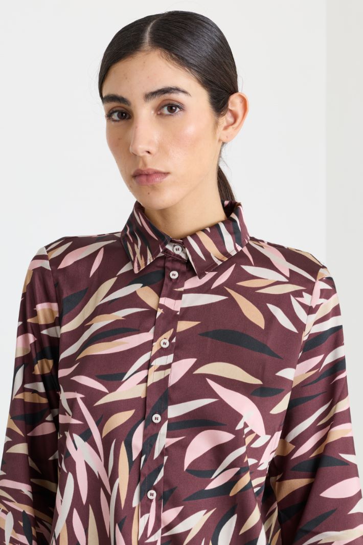 Printed twill shirt - BORDEAUX - Intrend - 3