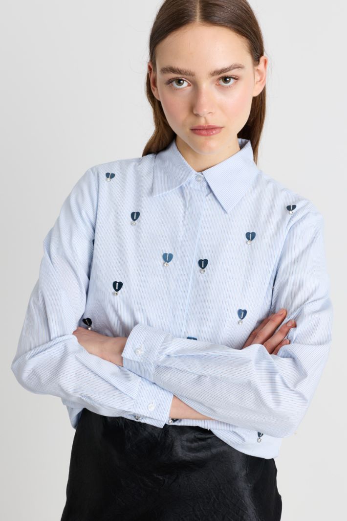 Camicia con applicazione gioiello - AZZURRO - Intrend - 3