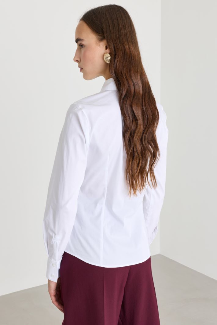 Poplin Shirt with Sash - WHITE - Intrend - 4
