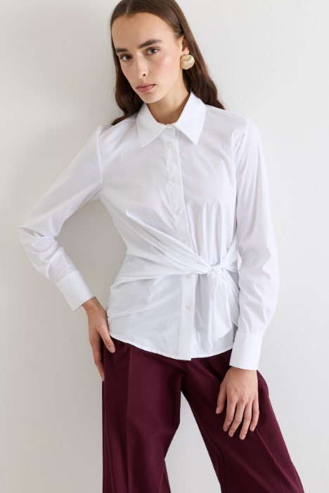 Poplin Shirt with Sash - Intrend