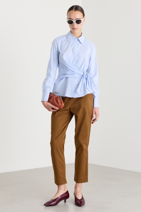 Camisa de popelina con fajín - Intrend