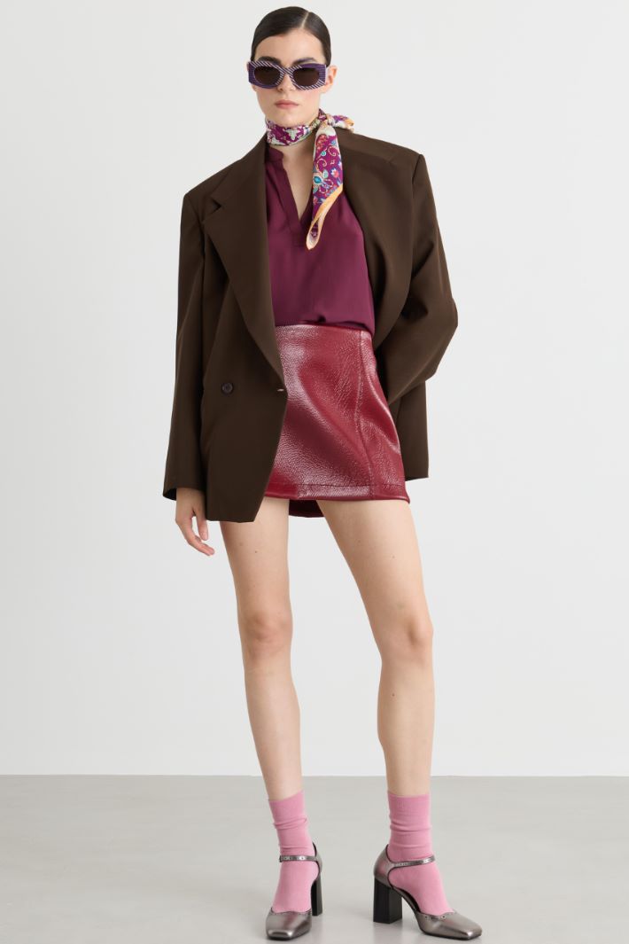 Blusa con scollo a V - BORDEAUX - Intrend