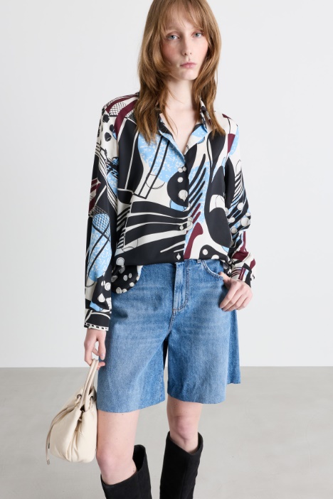 Printed satin blouse - Intrend