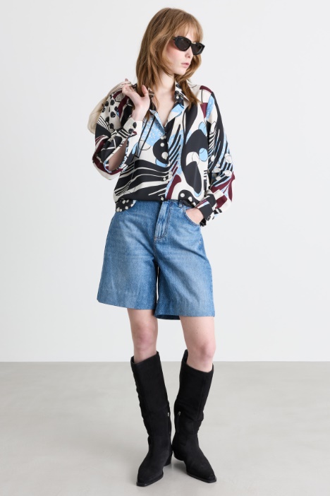 Blusa de satén estampado - Intrend