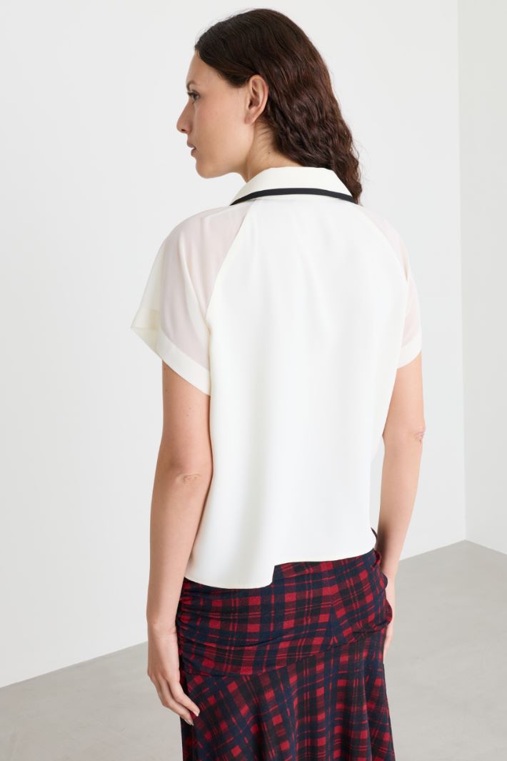Satin polo shirt - WHITE - Intrend - 4