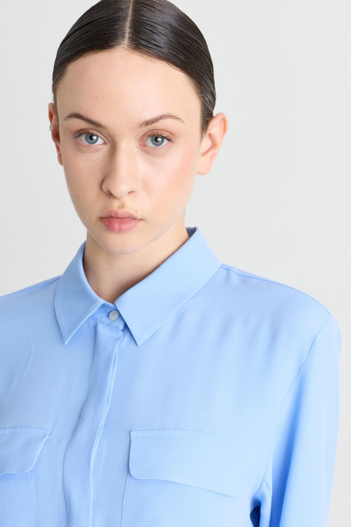 Camicia in tela - AZZURRO - Intrend - 3