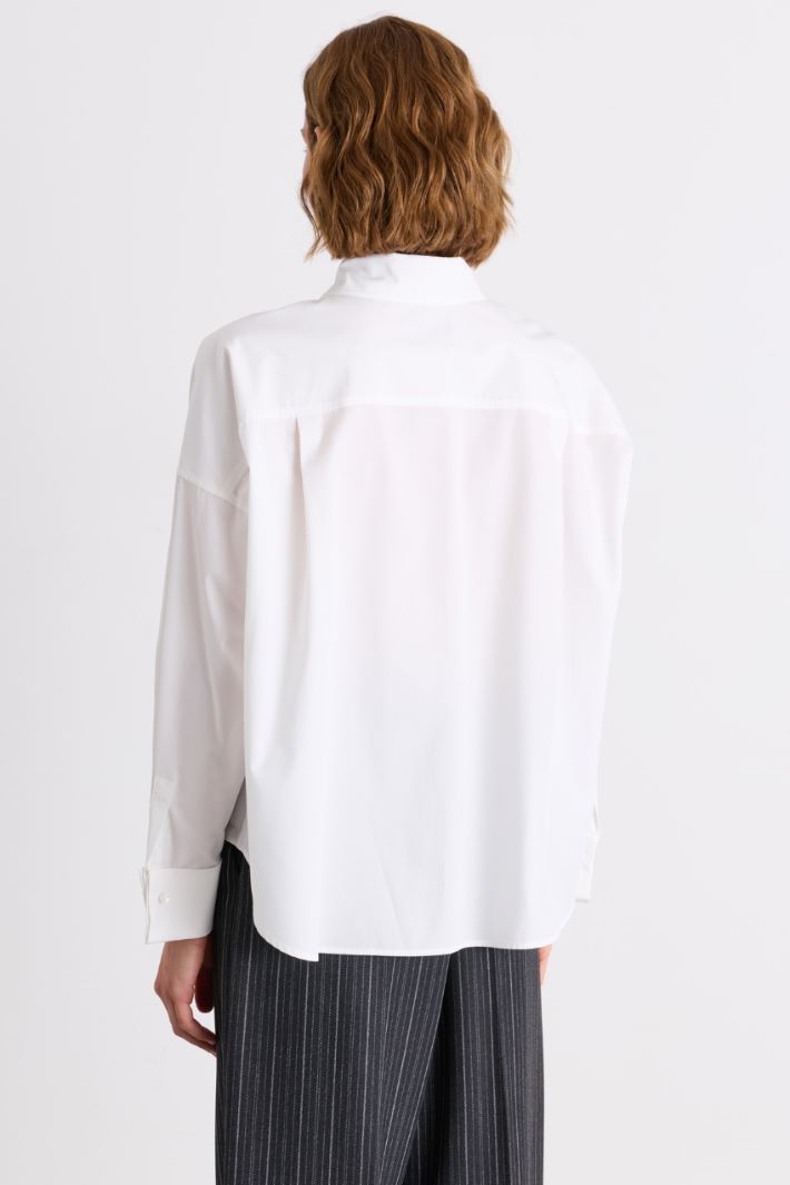 Boxy Poplin Shirt - WHITE - Intrend - 4