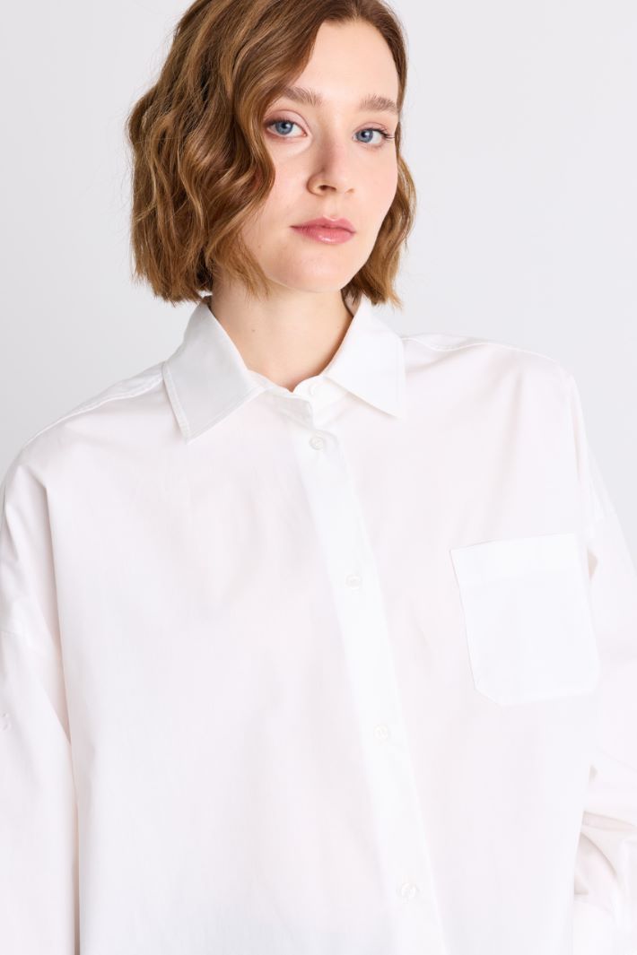 Boxy Poplin Shirt - WHITE - Intrend - 3